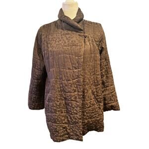 Eileen Fisher Quilted Silk Jacket Coat Size Small